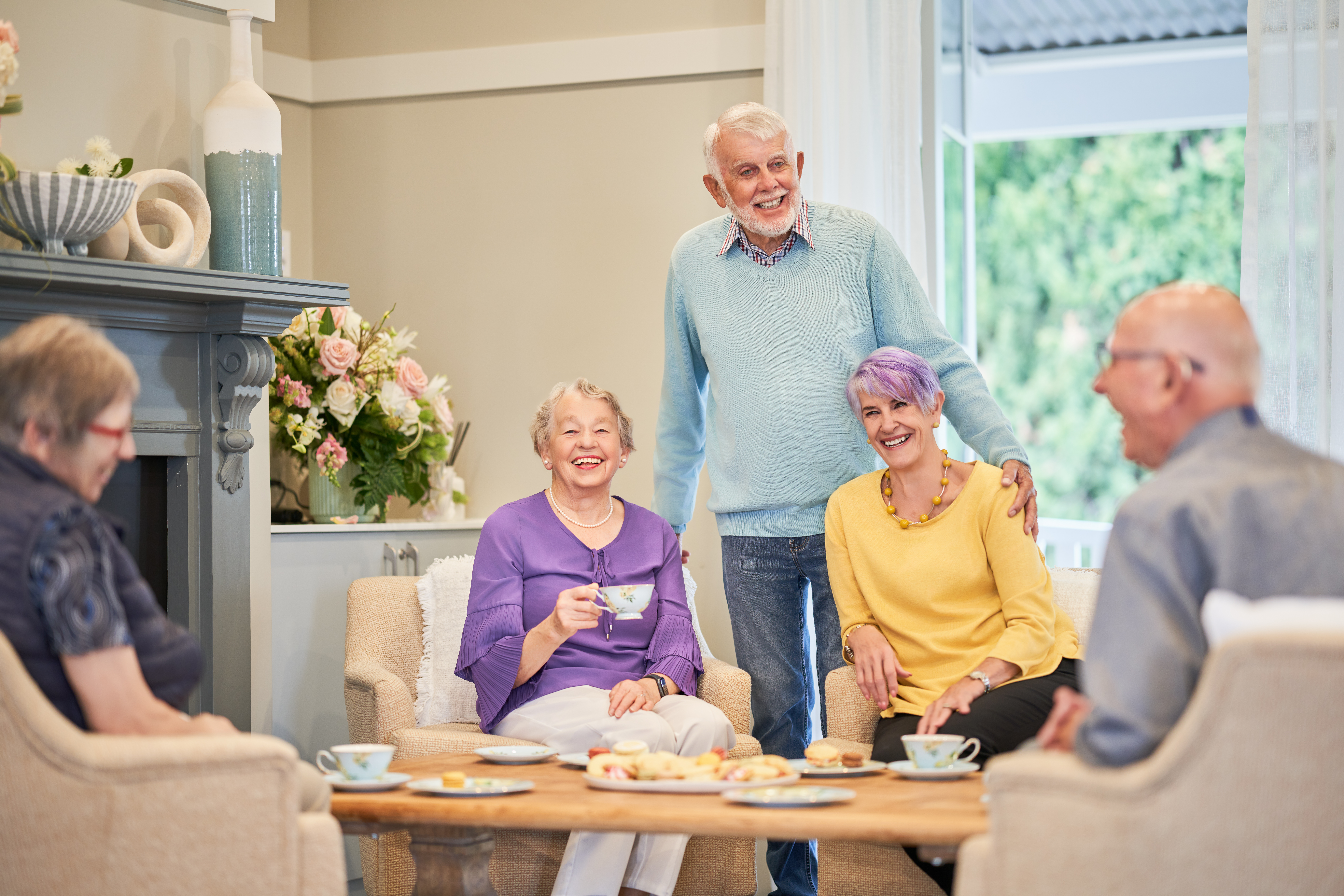 a group residents having a good time over a cuppa