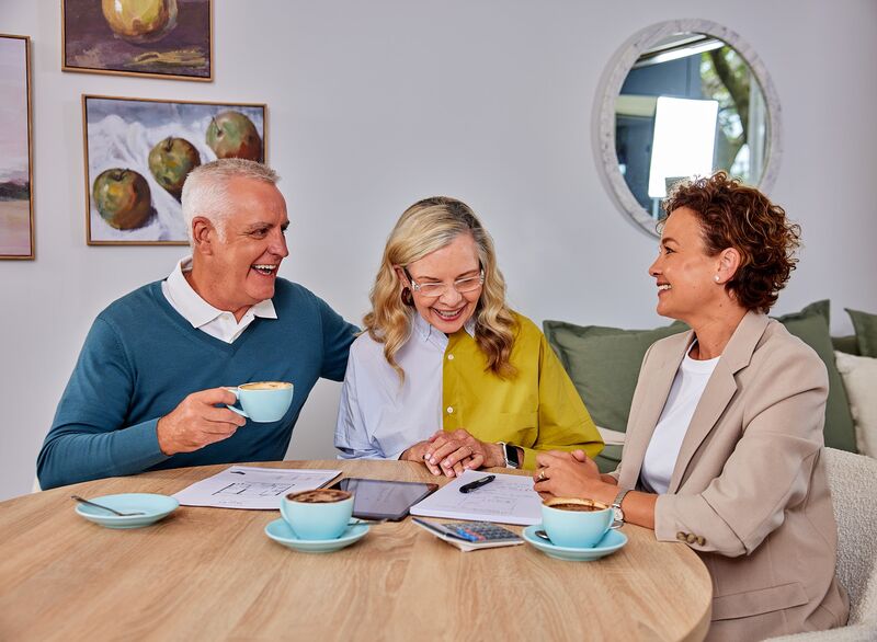 Senior couple learning about retirement living