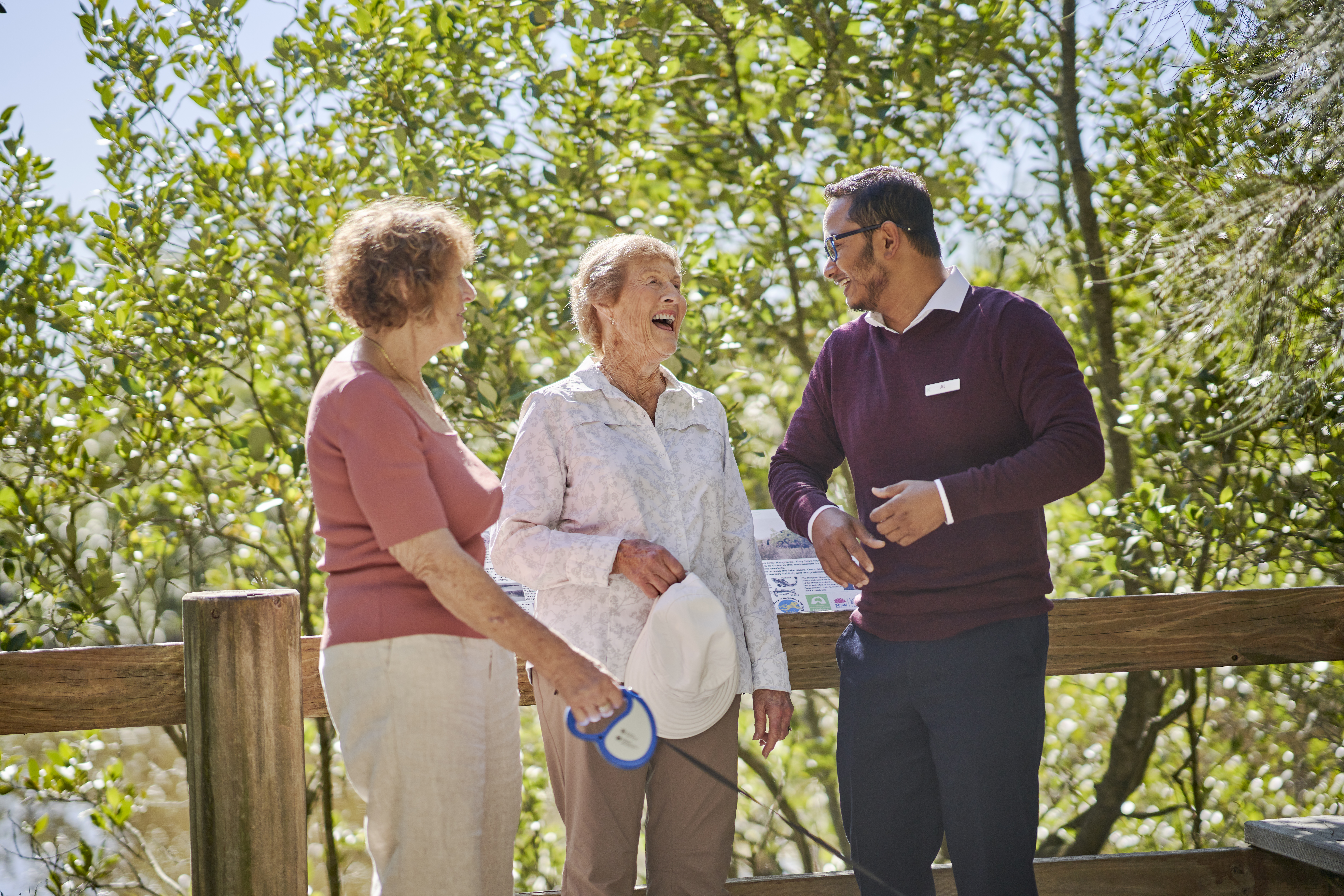 two residents talking to a VM