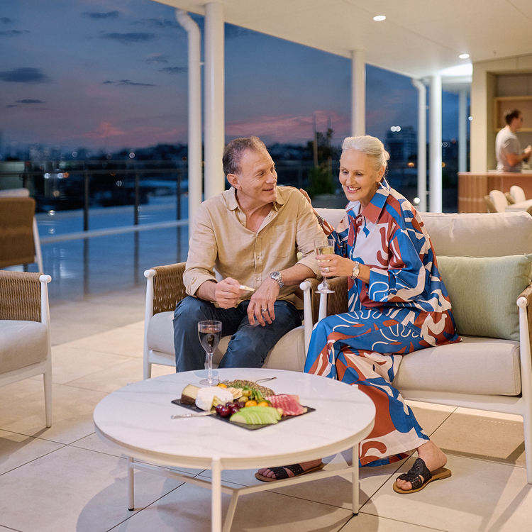Couple smiling at the rooftop