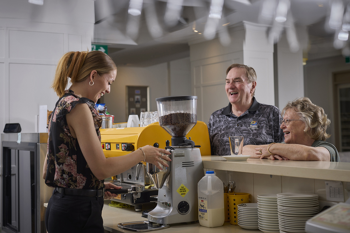 Getting a flat white at Waverley Country Club