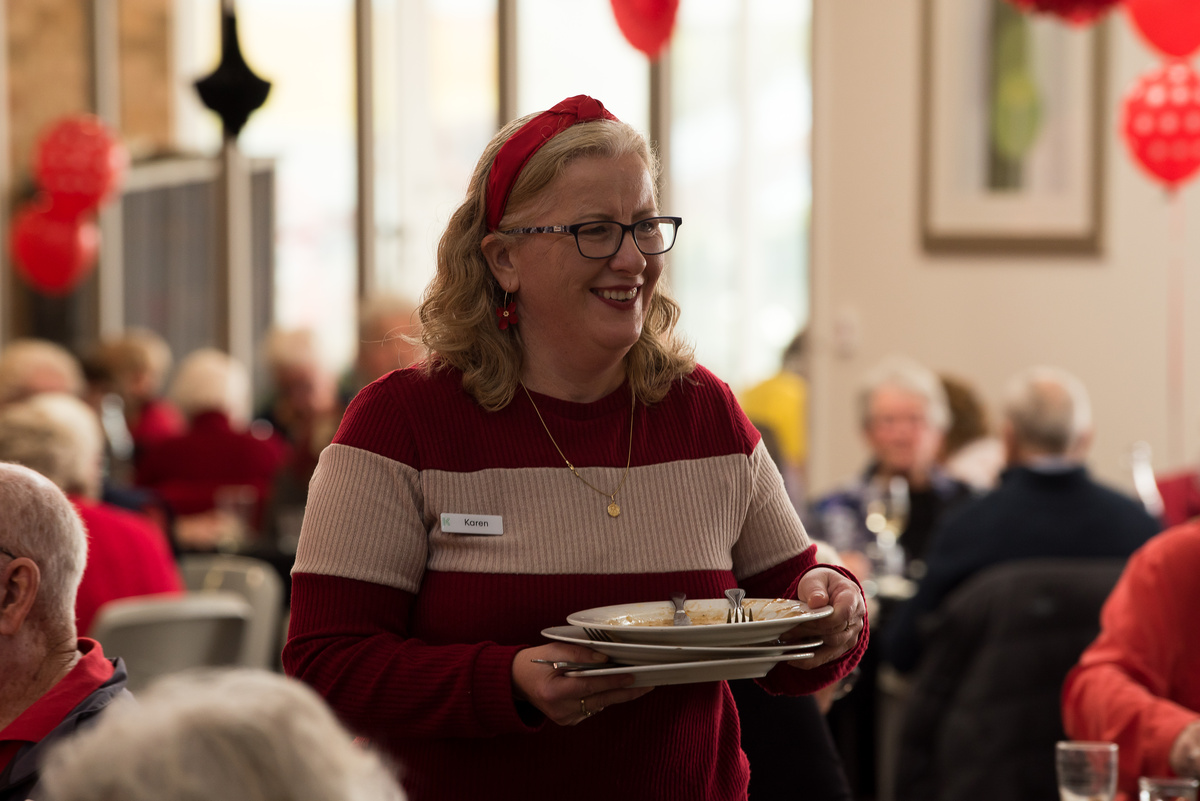 Village administrator Karen celebrating the 40th anniversary of the Abervale village