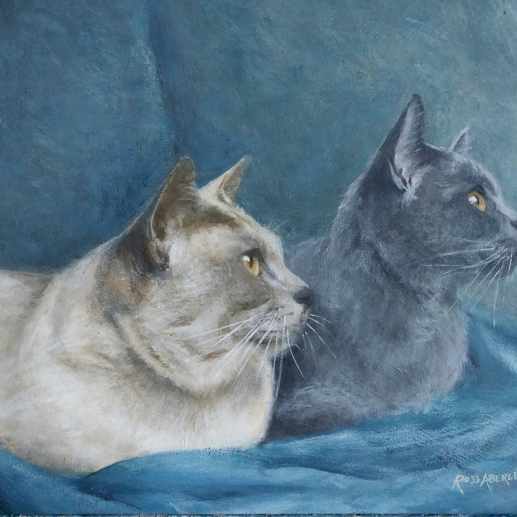 Painting of 2 cats done by a Resident in Elliot Gardens