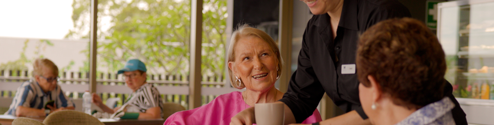 Friends Toni and Barb enjoying a cuppa at Bernborough Ascot  