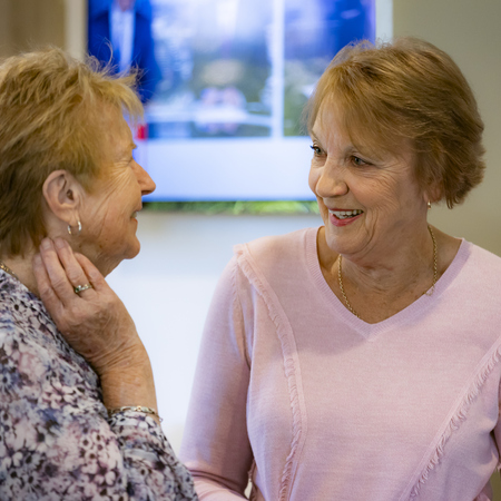 Viewbank Gardens residents Trish and Pam having a conversation