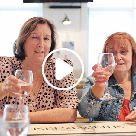 Two ladies drinking wine