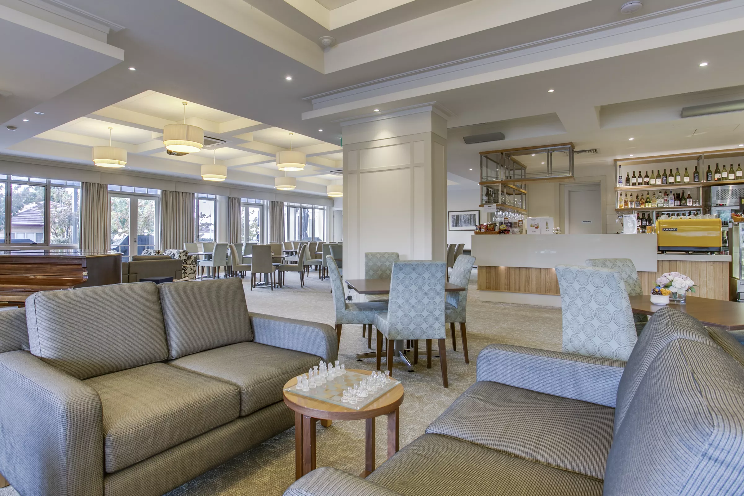 Waverley Country Club bar and cafe area with lounge and dining style seating