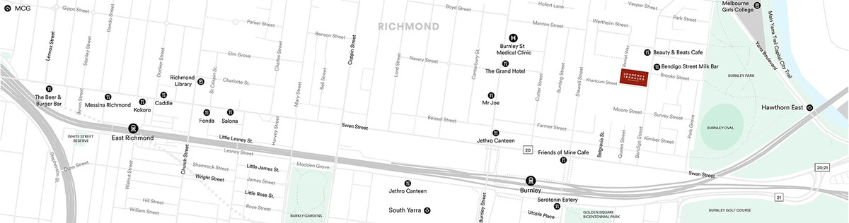 High level map of Richmond area where Gramercy Terraces is located