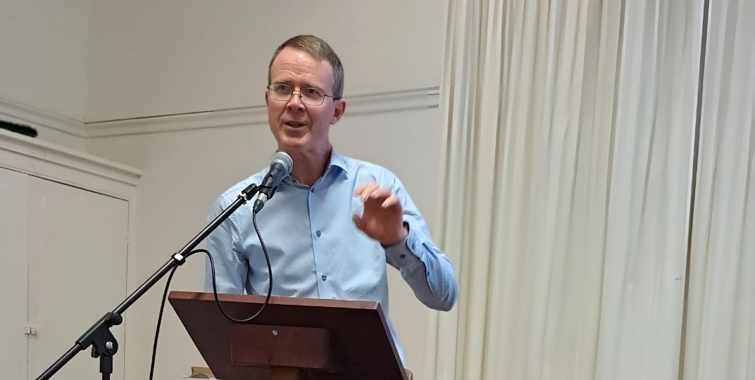 Cyber crime expert Cam Stirling at an event held at Waverly Country Club retirement village in Melbourne, Victoria