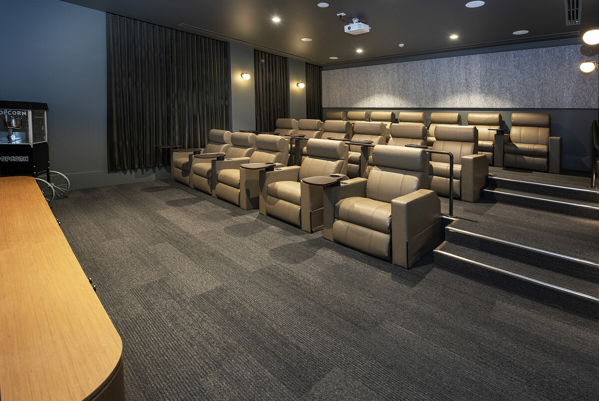 Sherwin Rise recliner chairs in dedicated cinema with popcorn maker