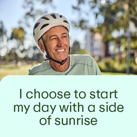 Male cyclist in the sunshine