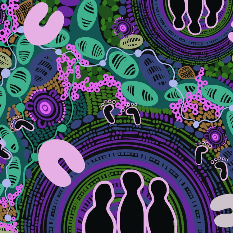 Keyton’s Reflect RAP artwork is called Community Spirit, created by Aboriginal artist, Kylie Hill.