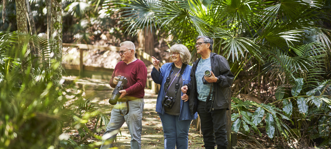 A group of friends enjoying a new adventure outdoors.