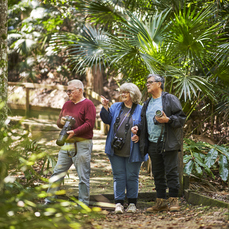 A group of friends enjoying a new adventure outdoors.