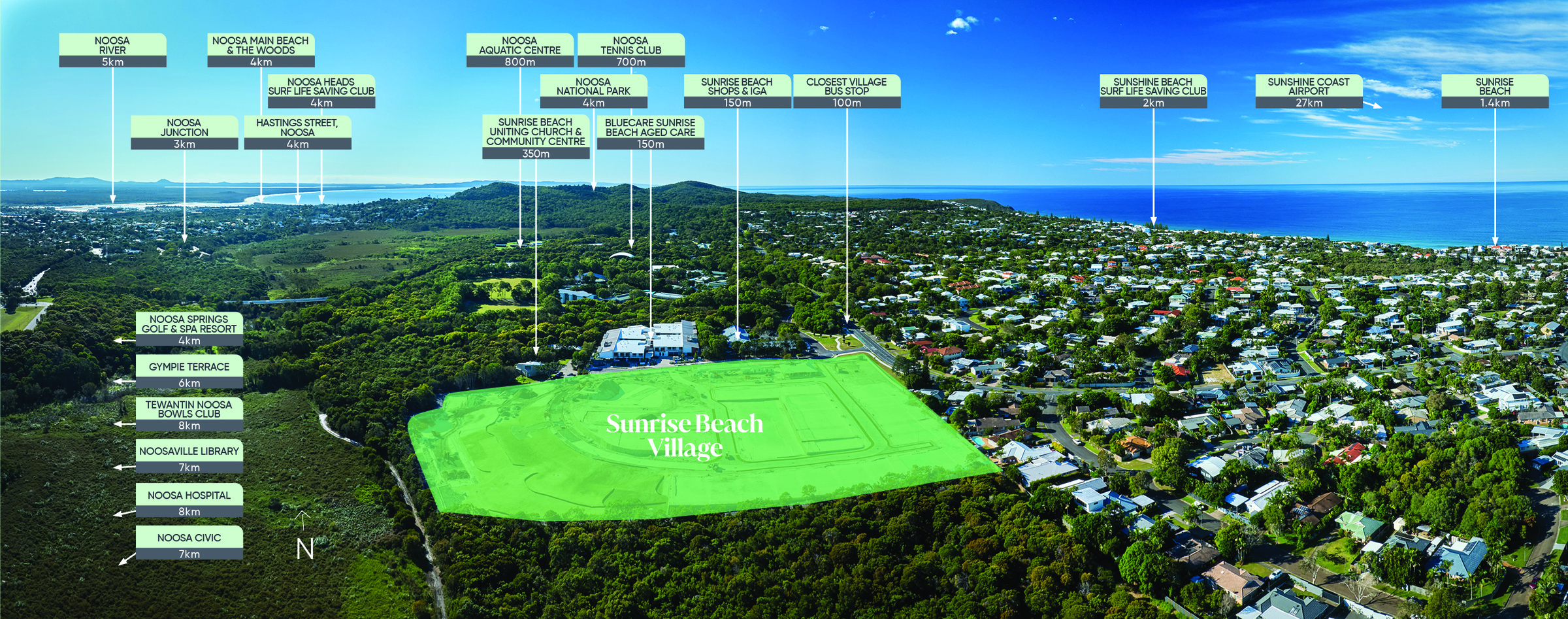 Aerial location map of Sunrise Beach Village