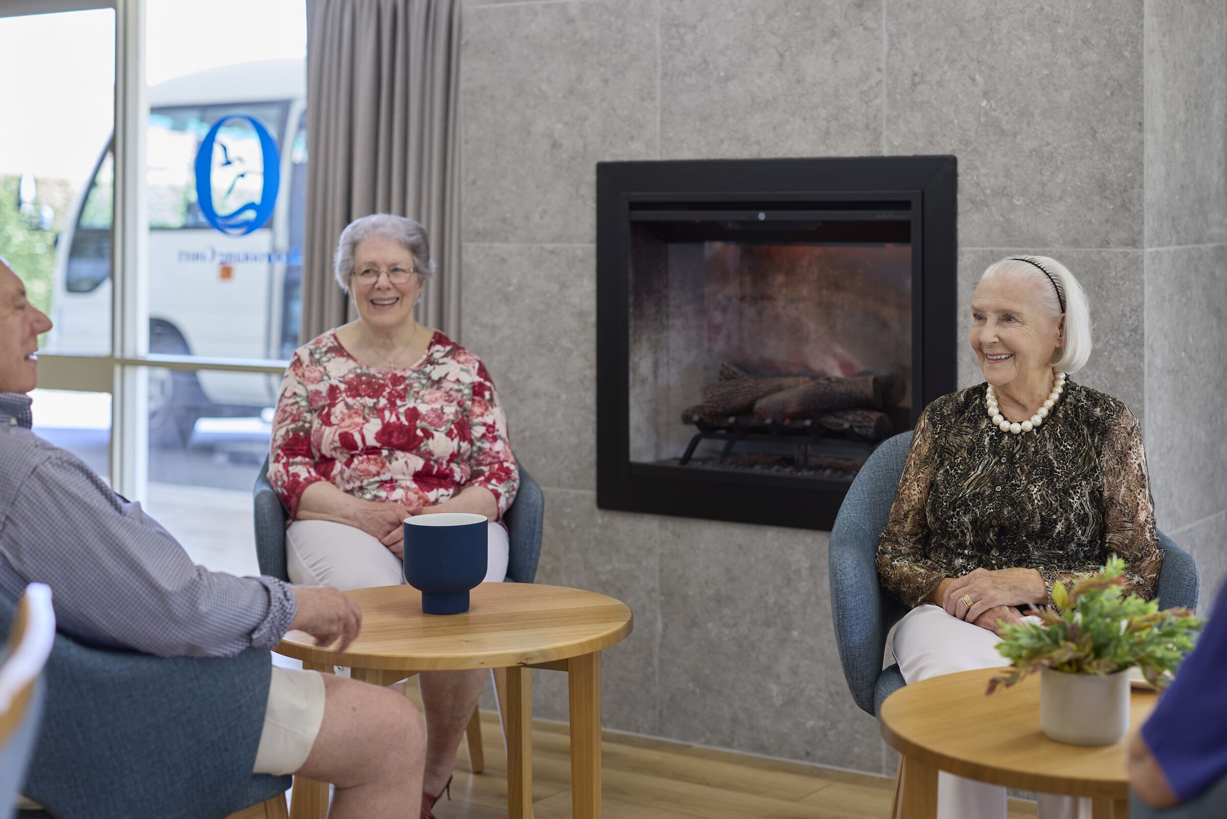 Koorootang Court Residents in community centre near the fireplace