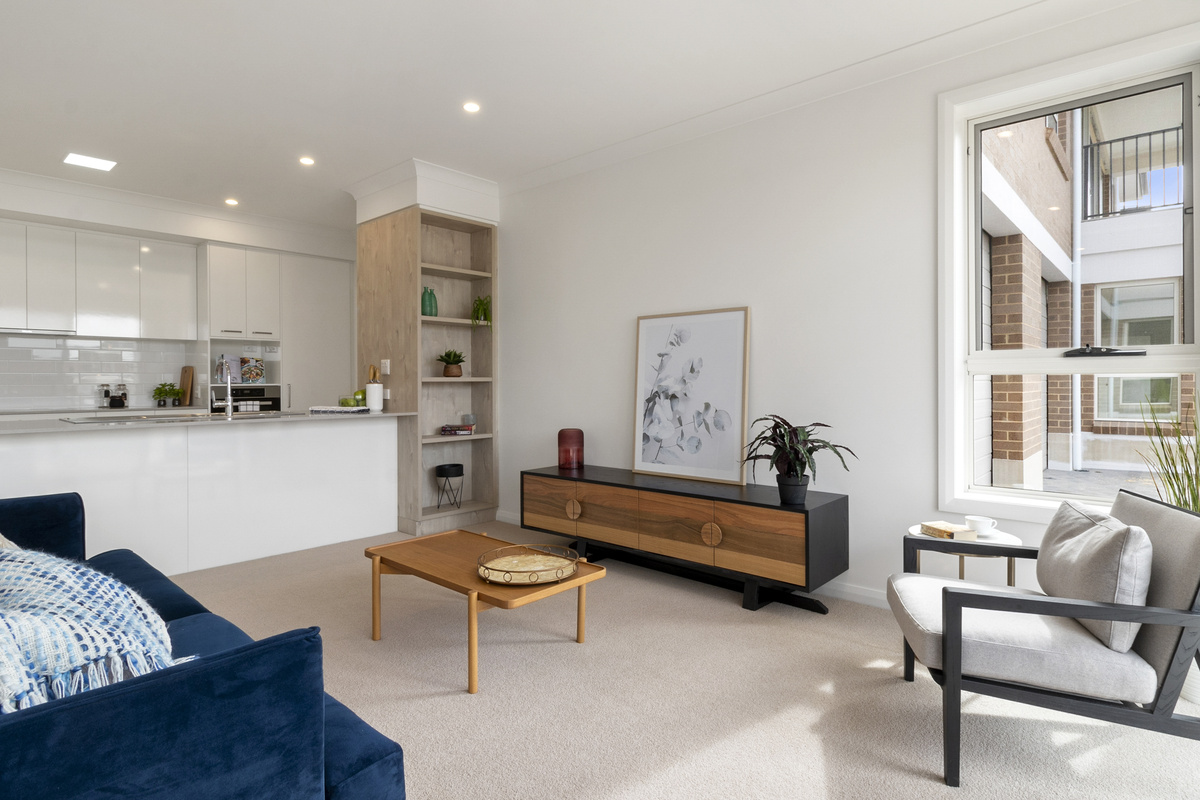 The Aerie Village Lounge room with american kitchen