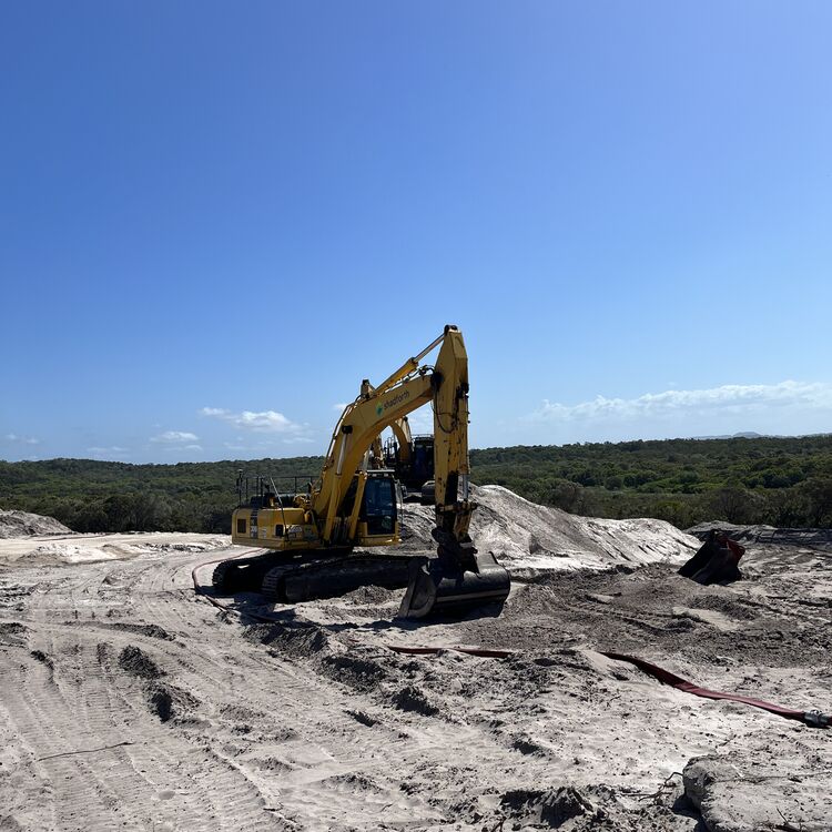 Excavator performing civil works onsite