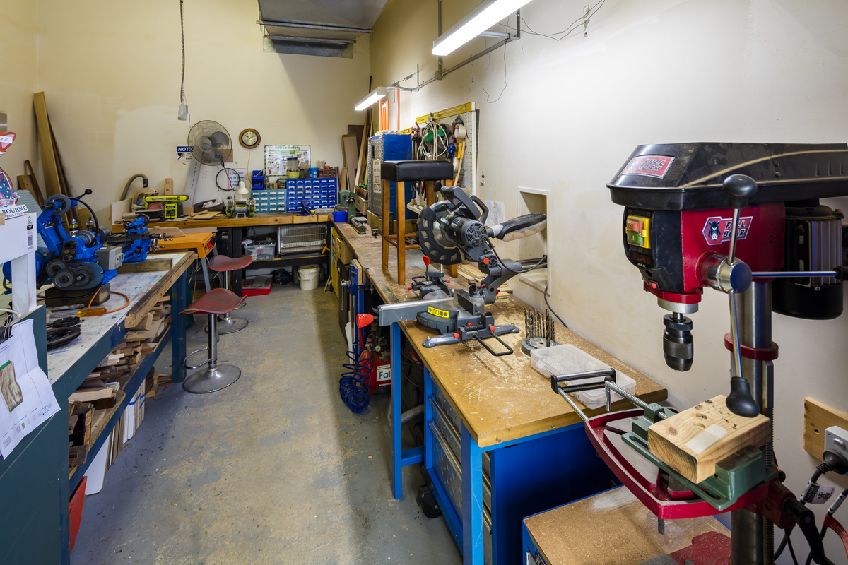 Caesia Gardens workshop with well stocked machinery and tools