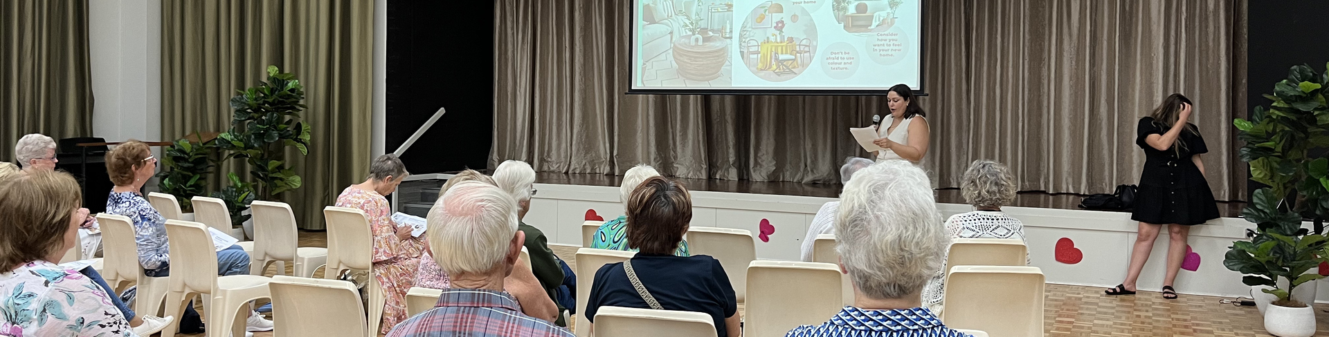 Residents and guests of Brentwood Village attending the masterclass session by Temple & Webster on downsizing and styling.