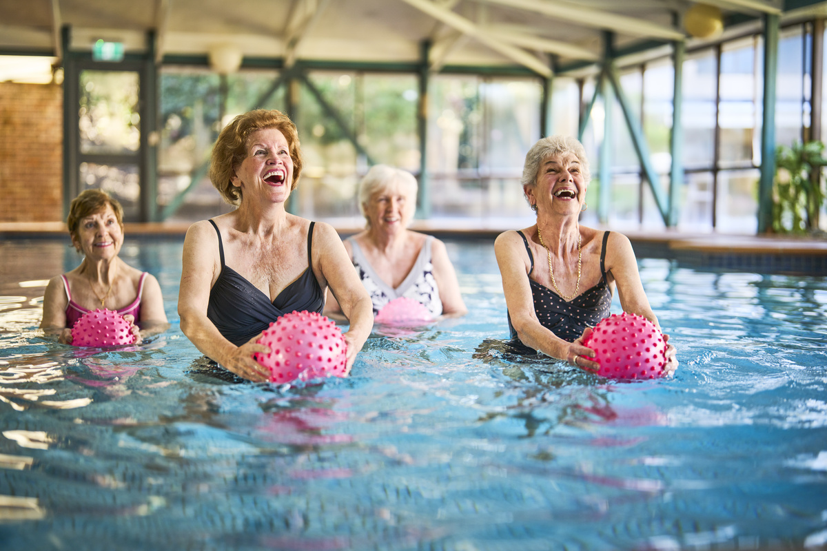 Senior ladies doing water aerobics