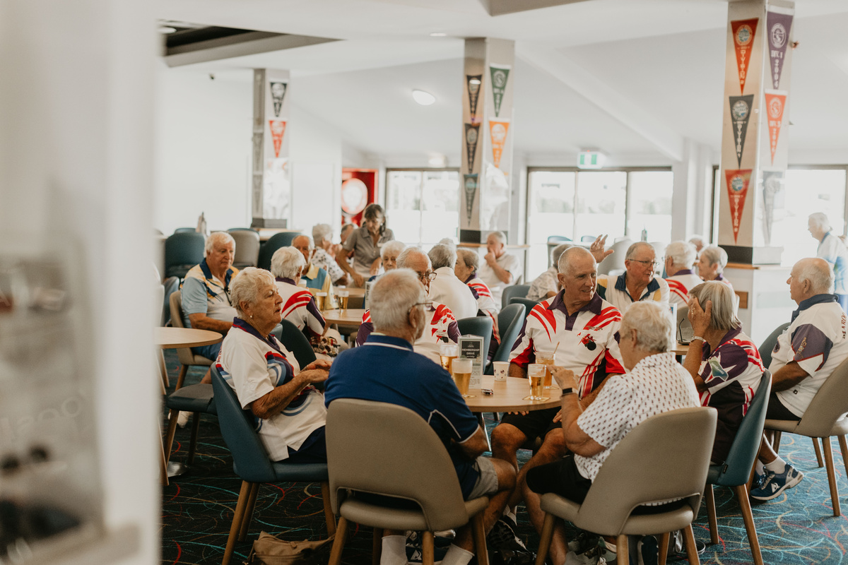 The residents mingling and having a good time