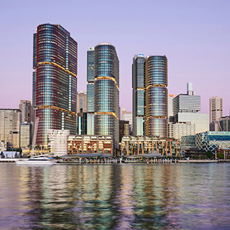 Looking at Barangaroo buildings over Sydney Harbour