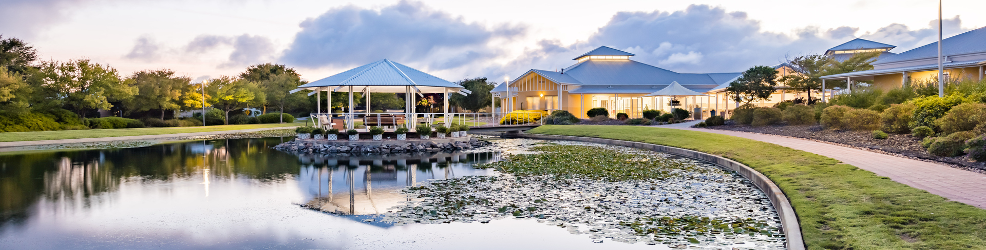 The beautiful lake at the Elliot Gardens retirement village in South Australia