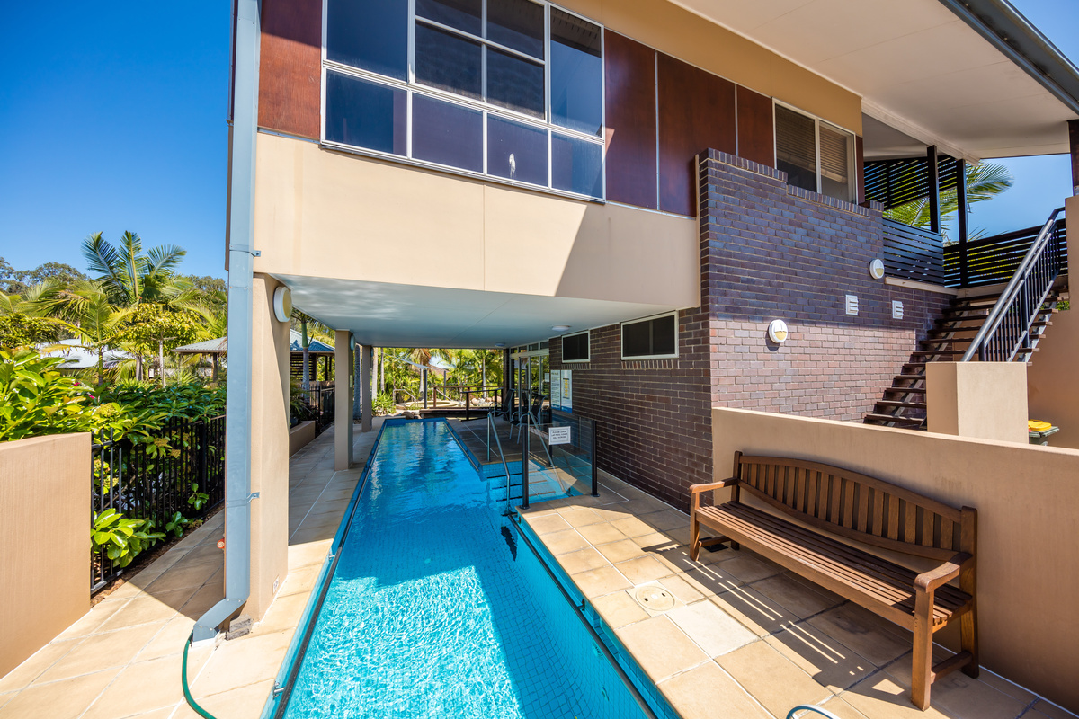 The Terraces Village outdoor pool with an amazing jacuzzi at night