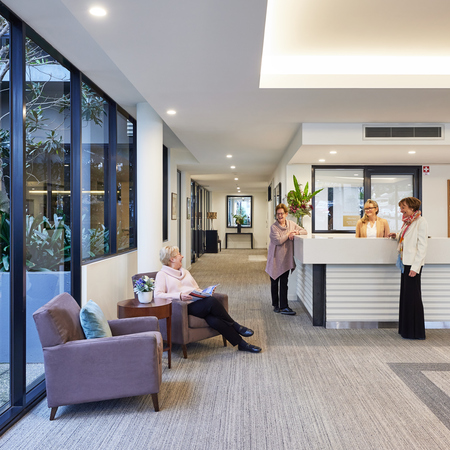 The Brighton on Bay foyer and front desk reception area