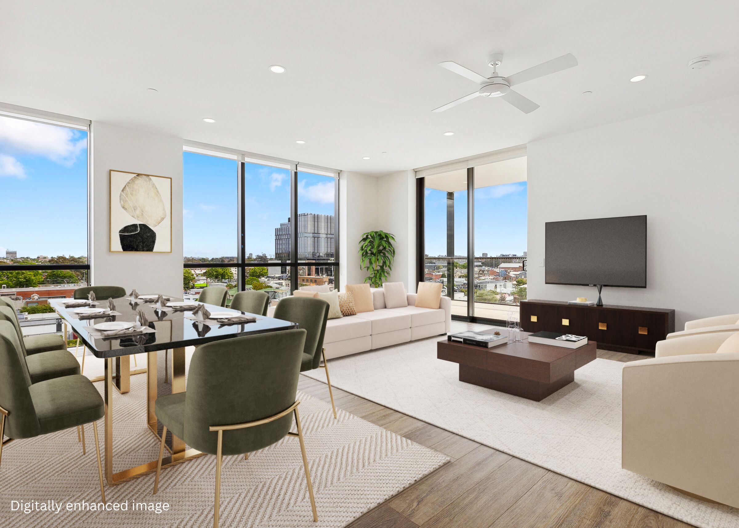 Ardency Kennedy Place apartment entertainment area with view