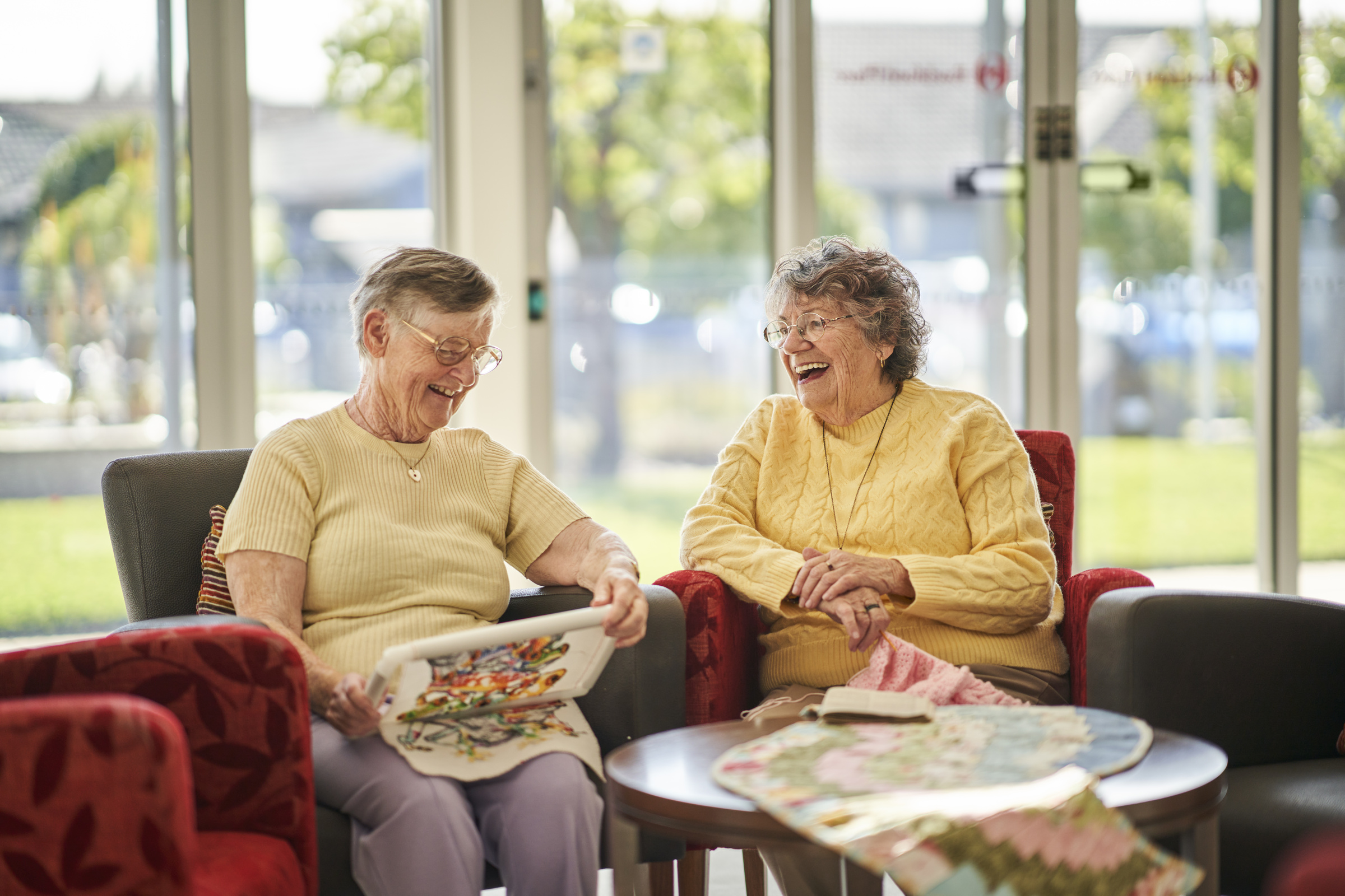 Rochford Place residents together for arts and craft in the lounge area