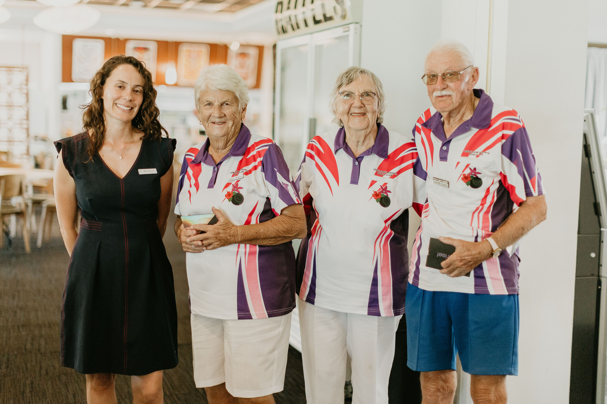 Village manager Michele Stevens with some of the residents