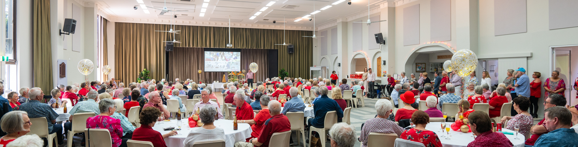 The packed auditorium of Brentwood Village for the 40 year anniversary celebrations.