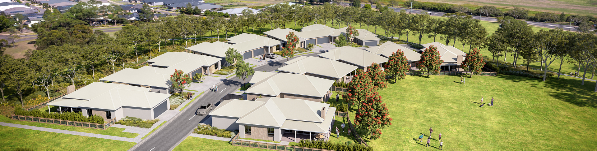 An aerial view of the 14 new villas at Closebourne Village