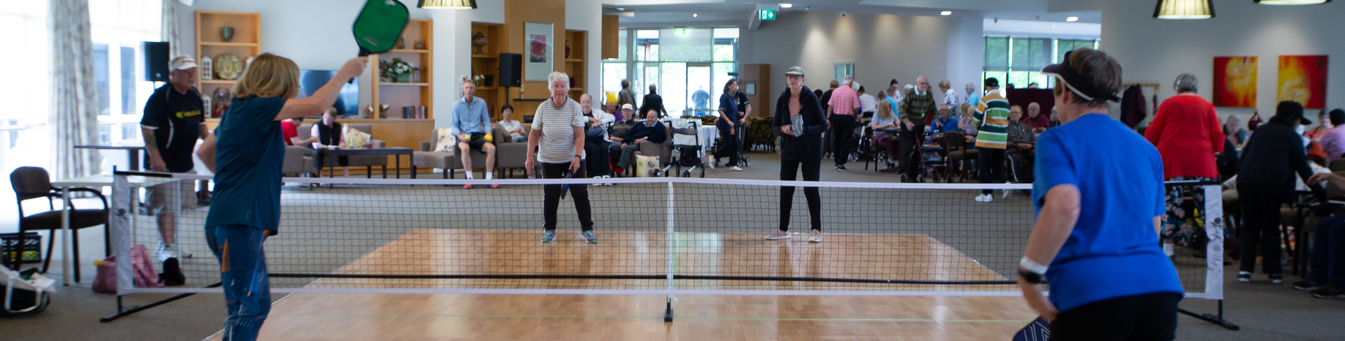 Residents at Lexington Gardens retirement village playing pickleball