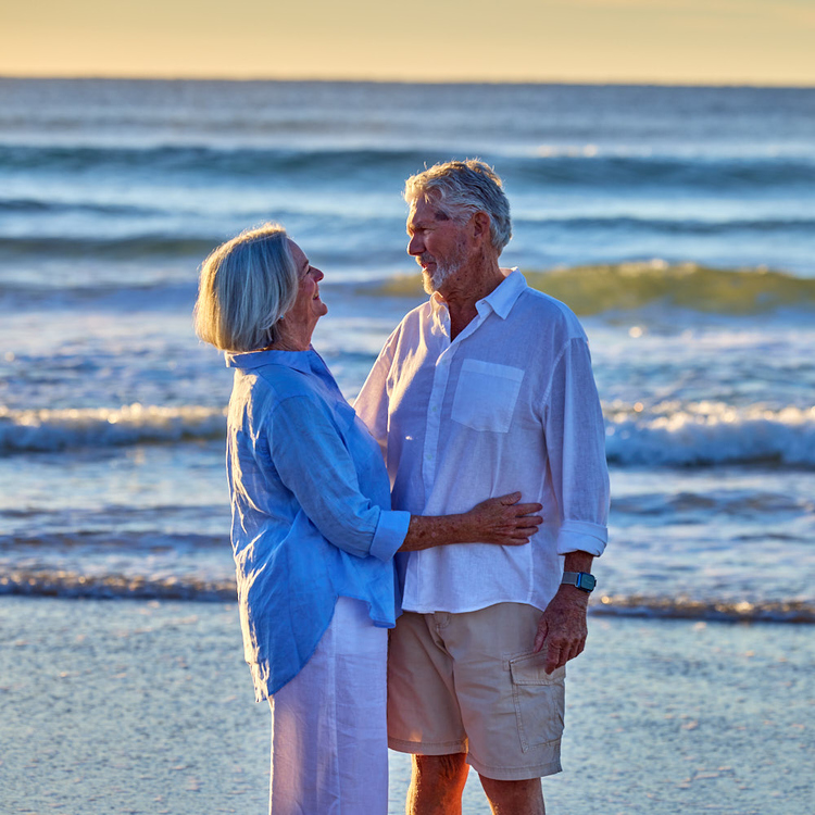a couple enjoying a moment at the beach