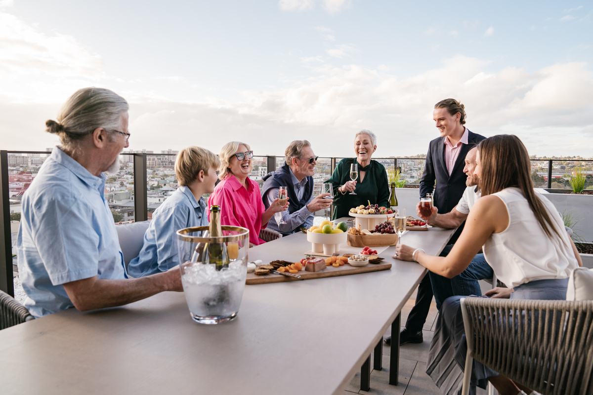 Drinks on the rooftop at Ardency Kennedy Place