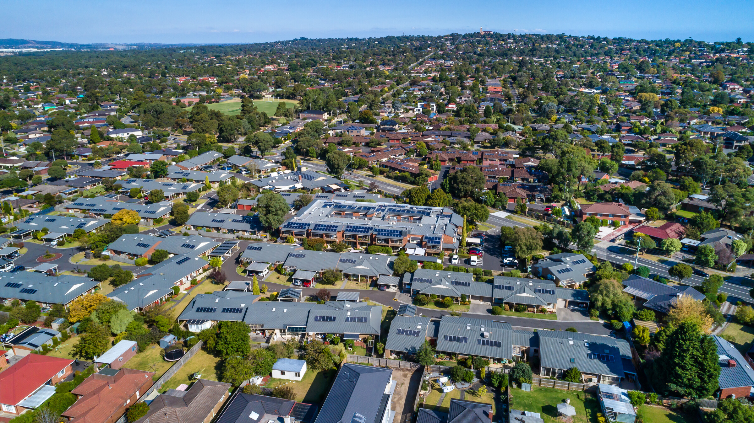 Highvale Village aerial view of whole site and surrounding district