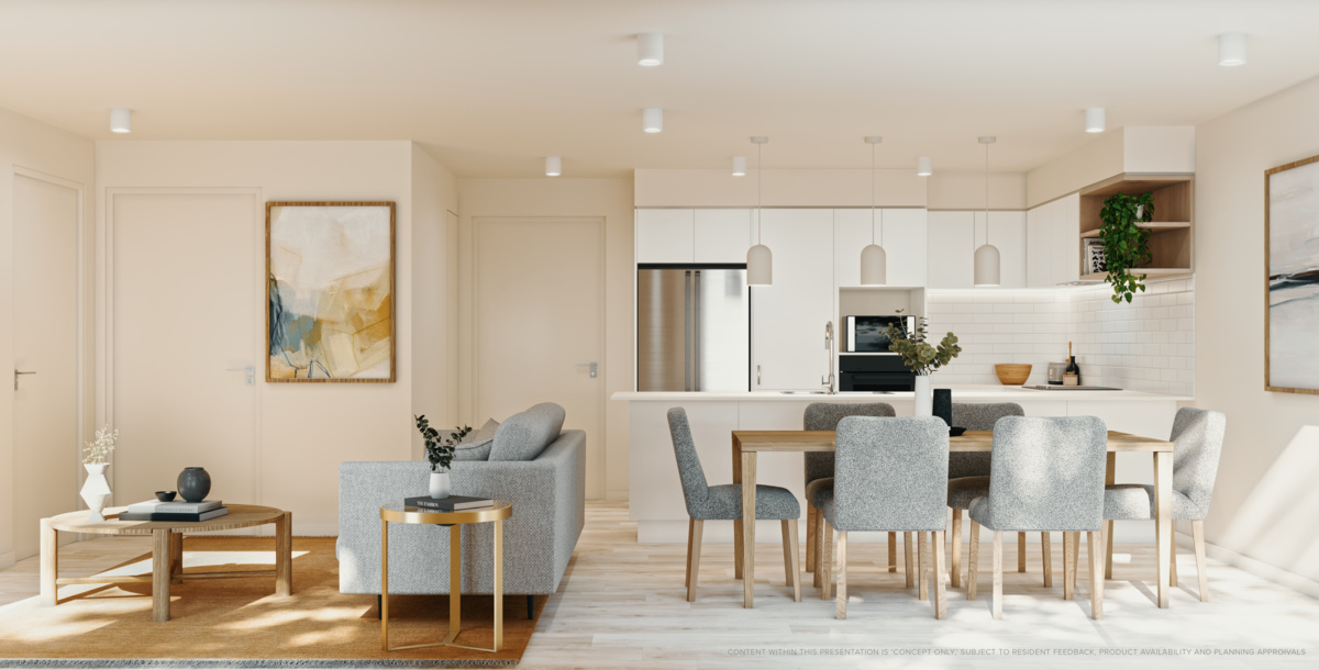 Forest Hills Apartment Living Entertainment Area Render