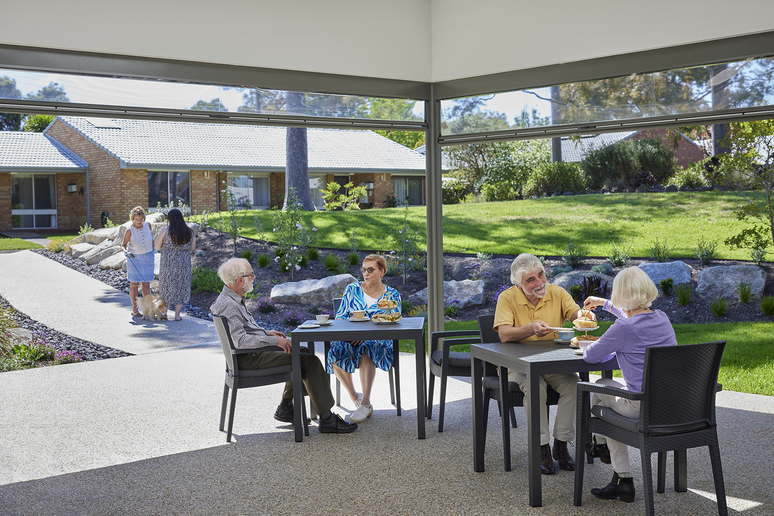 FHRV Forest Hills Residents in the alfresco dining area in Community Centre