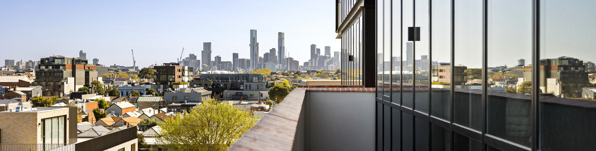 The balcony of the display apartment at Ardency Kennedy Place in Richmond