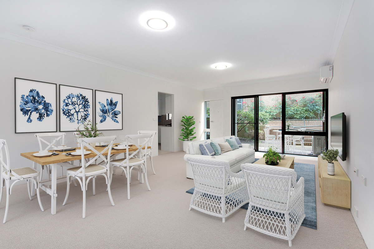  A living room in white and blue colour scheme