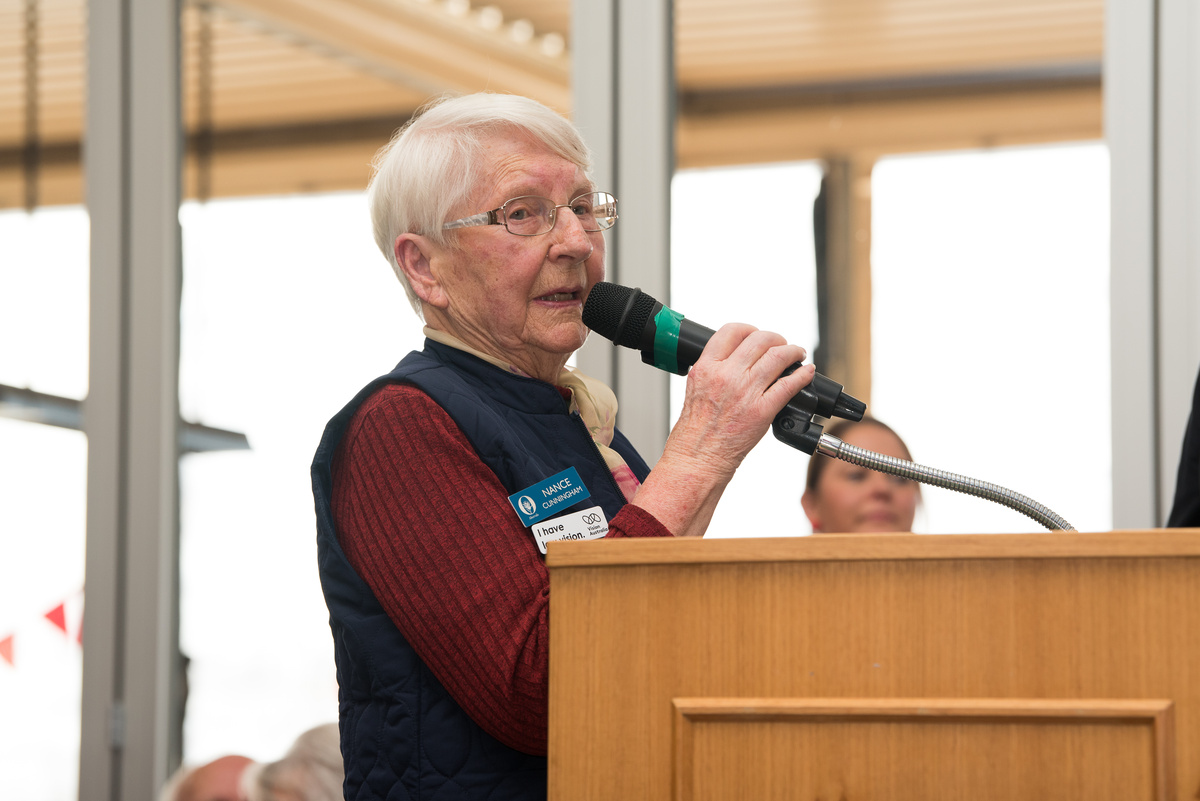 Nance giving a speech at the event