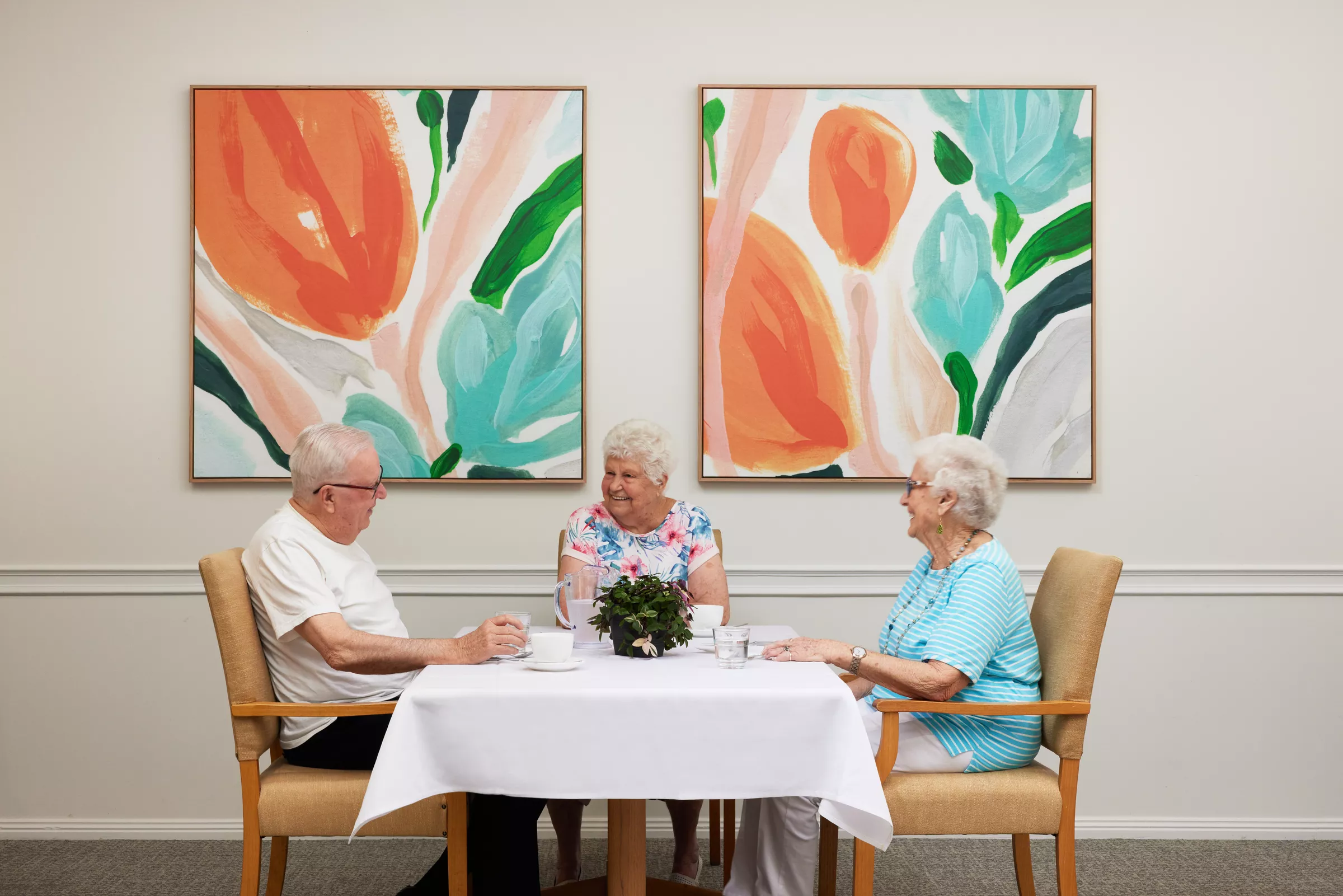 Goodwin Close residents in the dining room socialising