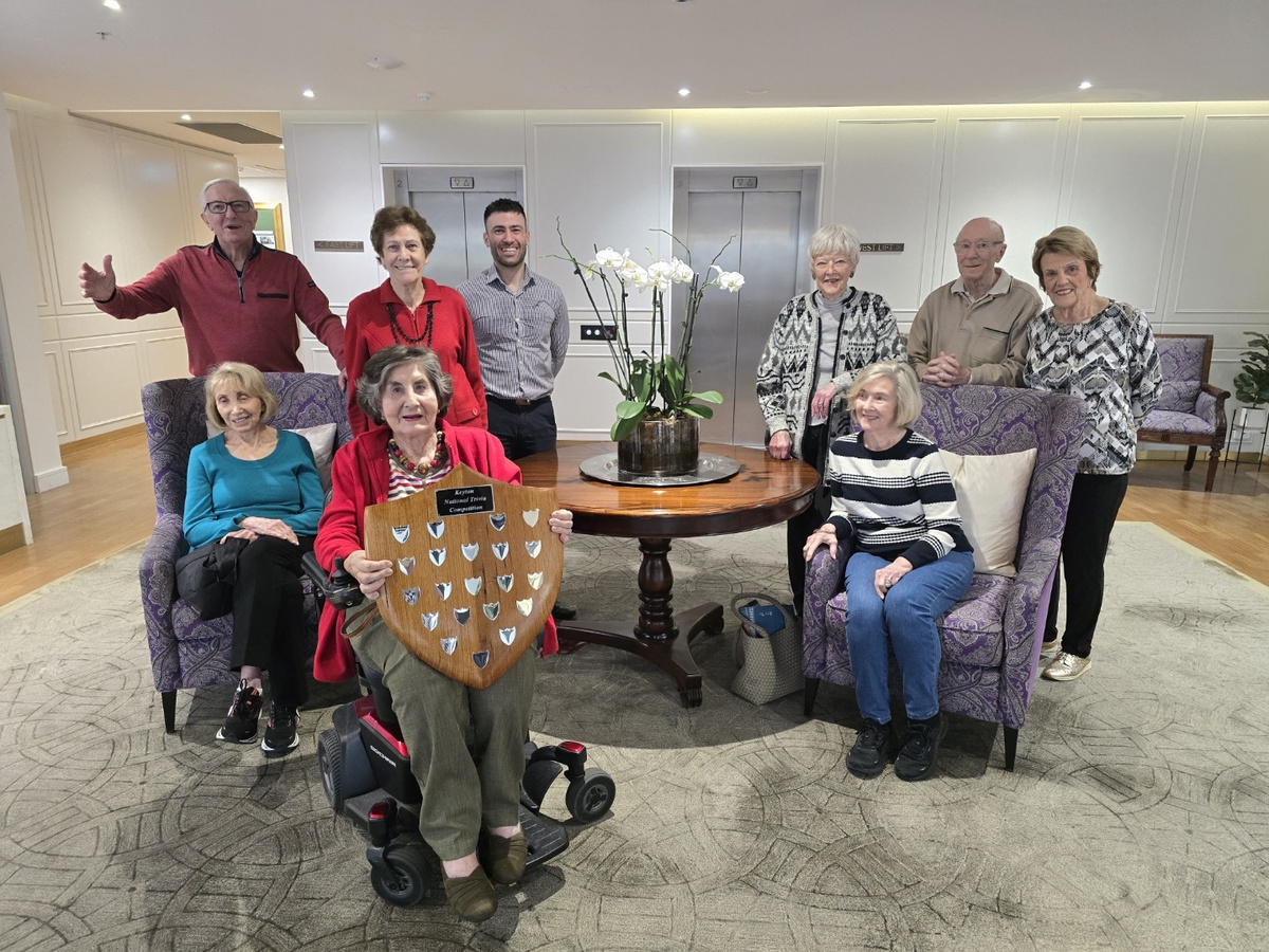 The winning team for the intervillage trivia trophy - Menzies Malvern