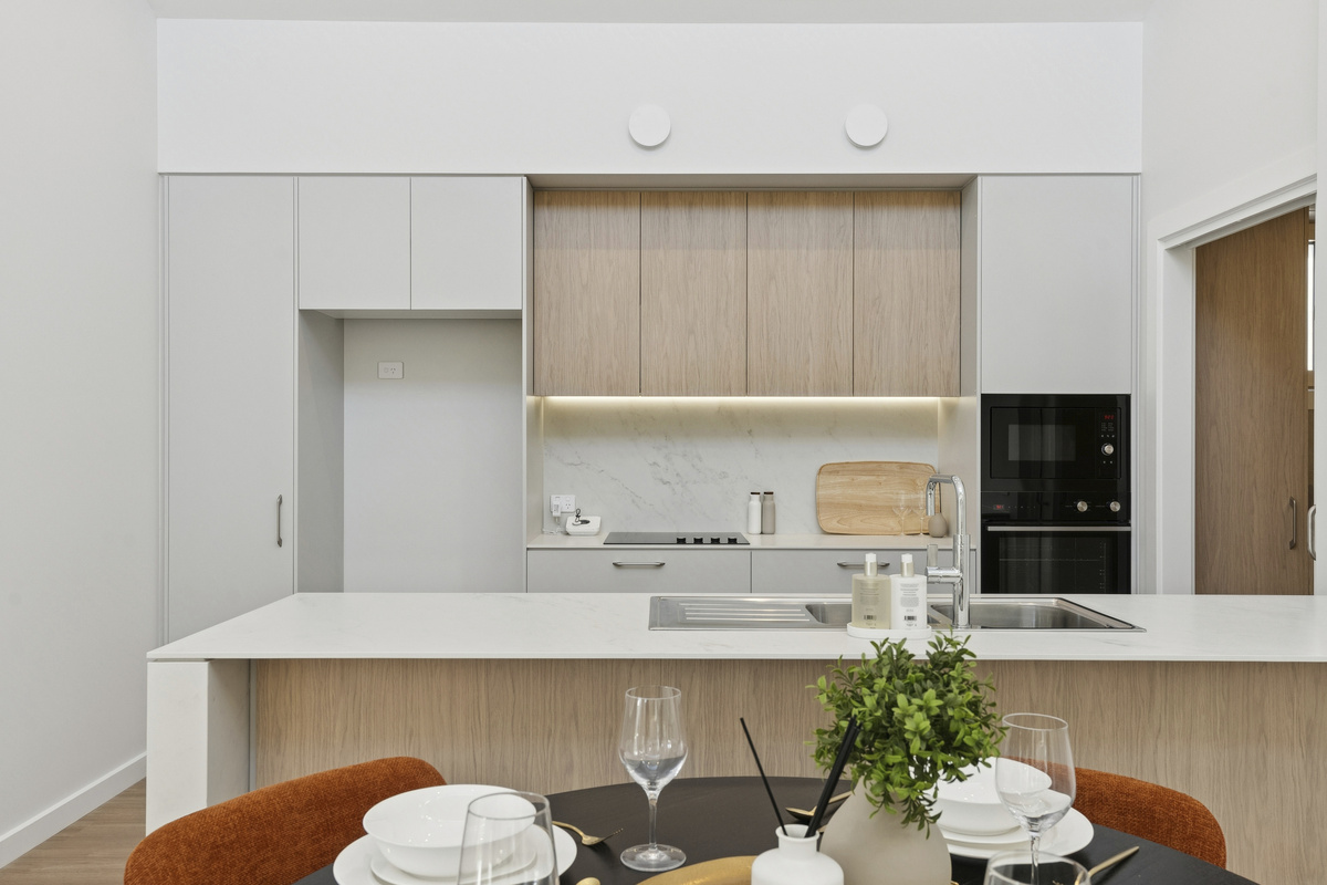 An interior photo showing the stylish, spacious kitchen