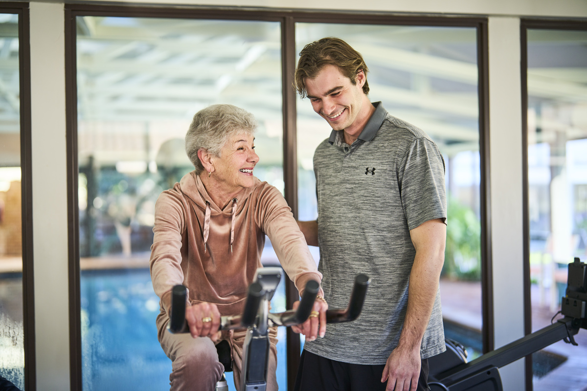 Glenaeon Village lifestyle resident with personal trainer