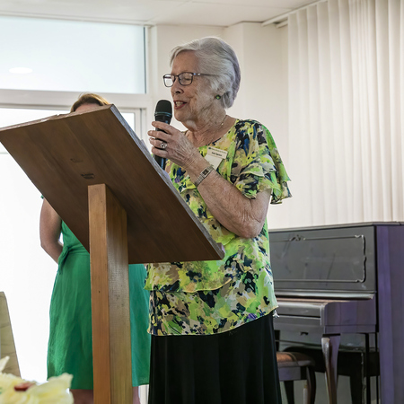  resident making a speech on the day of the anniversary celebration