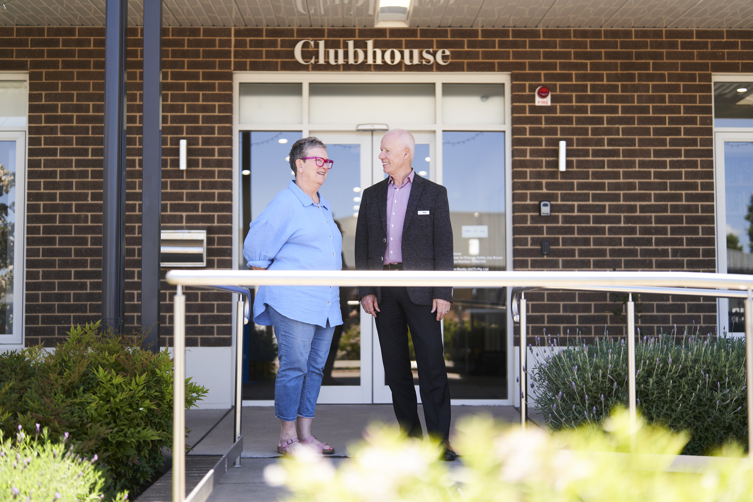The Grove Ngunnawal Lifestyle - Resident with Sales Manager Rob Rowe at the Clubhouse